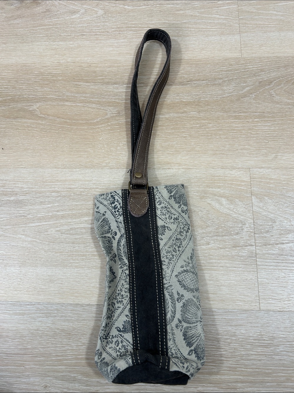 Myra Bag Black and Cream Paisley Wristlet